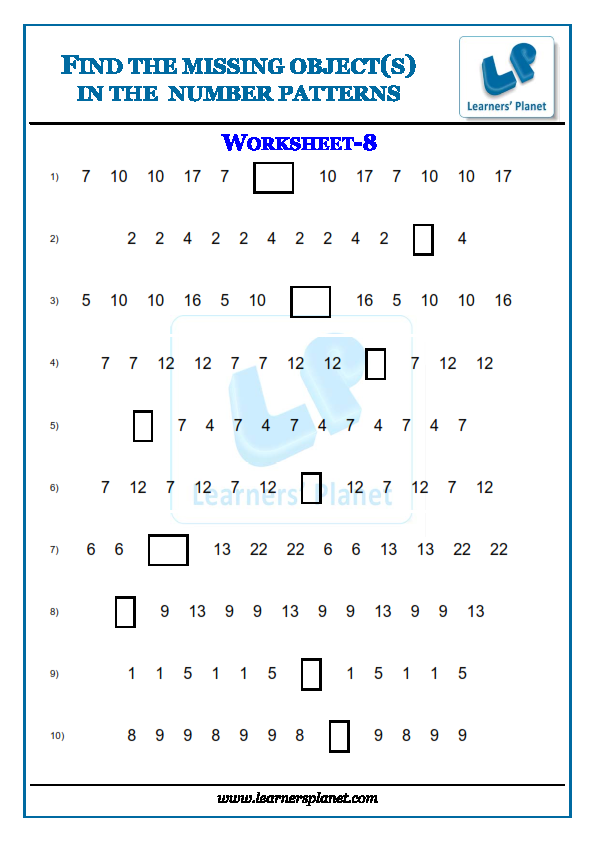 Observe & Complete Growing Number Pattern Worksheet